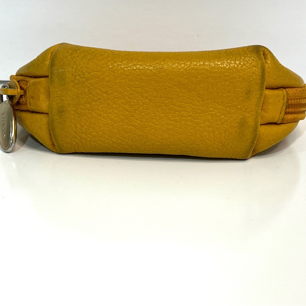 FURLA MUSTARD Yellow Leather Zip Pouch Small Coin Bag - Picture 2 of 9